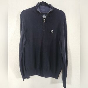 Psycho‎ Bunny Navy Zip-Up Sweater 100% Cotton Size M Preppy Beach